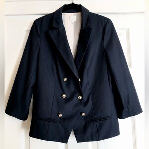 (SOLD) Anthropologie Coquille Navy Blue Double-Breasted Blazer Jacket